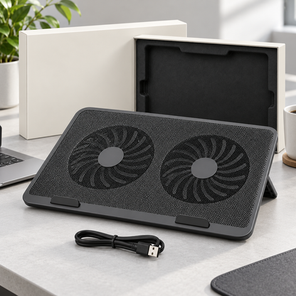 ❄️ Cool Performance | Dual-Fan Laptop Cooling Pad | USB-Powered & Portable Design